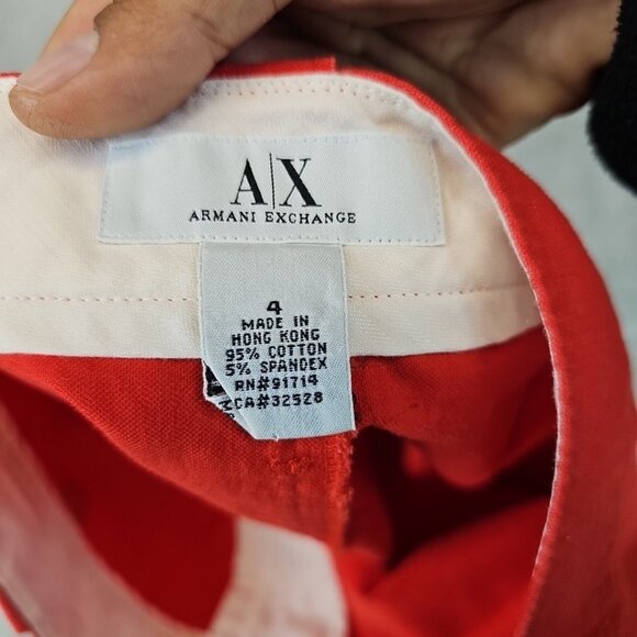 Armani Exchange Pencil Skirt Womens Size 4 Orange Side Slits Stretch VTG Y2K - Picture 3 of 7